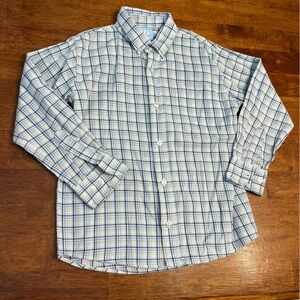 Bella Bliss Blue white cream Plaid button down Shirt size 6 100% cotton